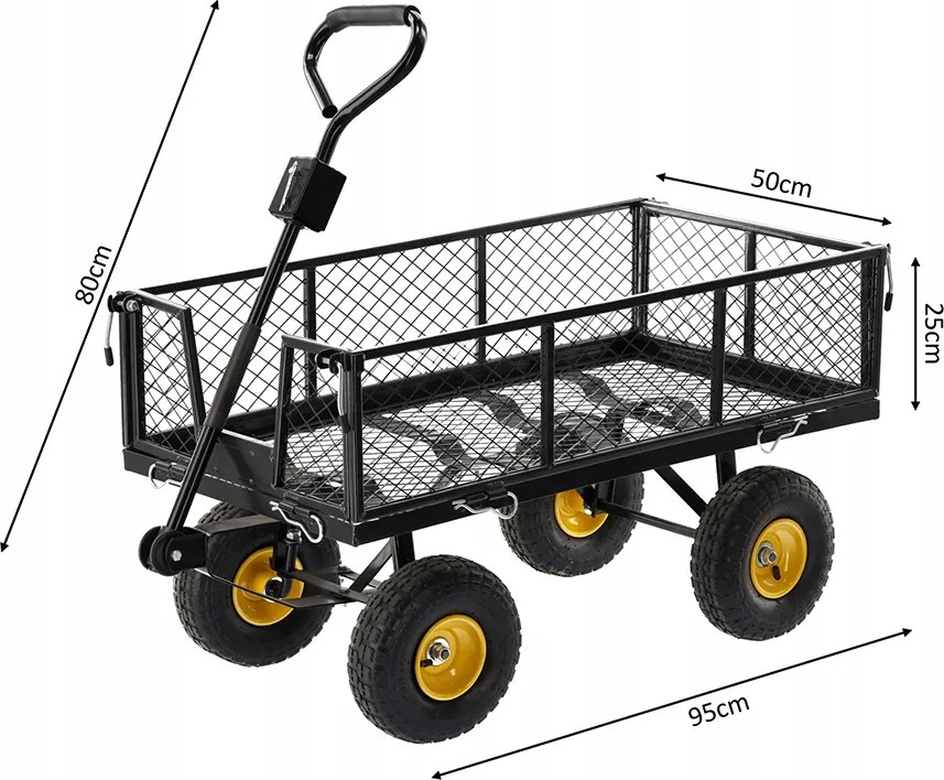 CH Čierny záhradný vozík s odnímateľnými bočnicami Loca M