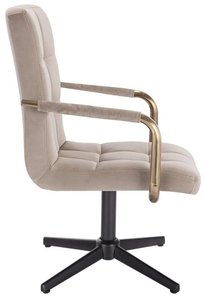 LuxuryForm DESIGN Otočná stolička VERONA GOLD VELUR na čiernom kríži - latte
