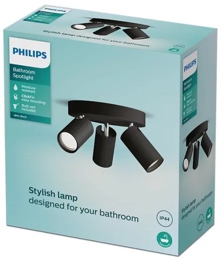 Philips - Kúpeľňové bodové svietidlo IDRIS 3xGU10/5W/230V IP44 čierna