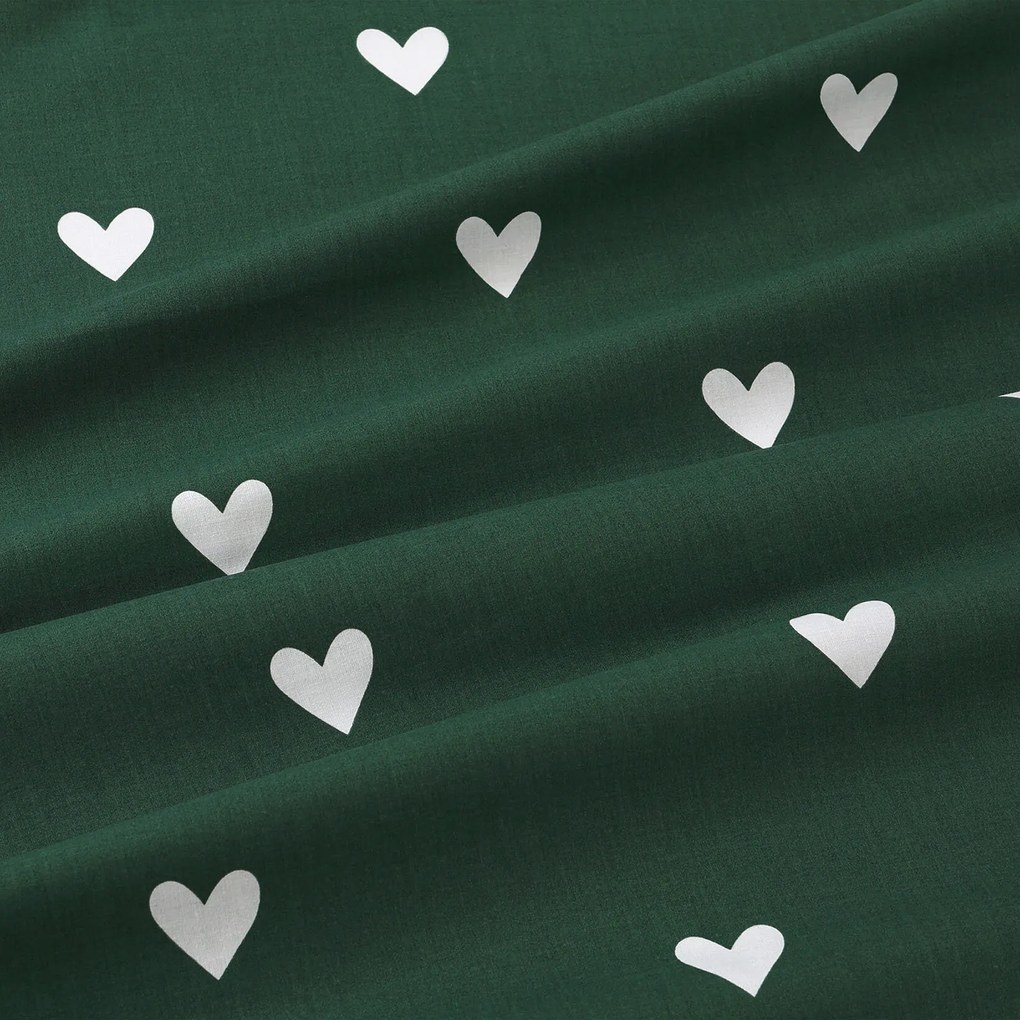 Goldea okrúhly obrus 100% bavlnené plátno - srdiečka na tmavo zelenom Ø 100 cm