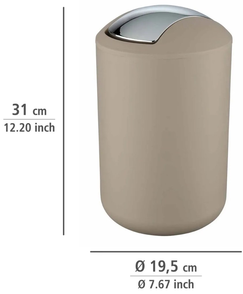 Wenko Odpadkový kôš s výkyvným vekom Brasil 6,5 l, taupe