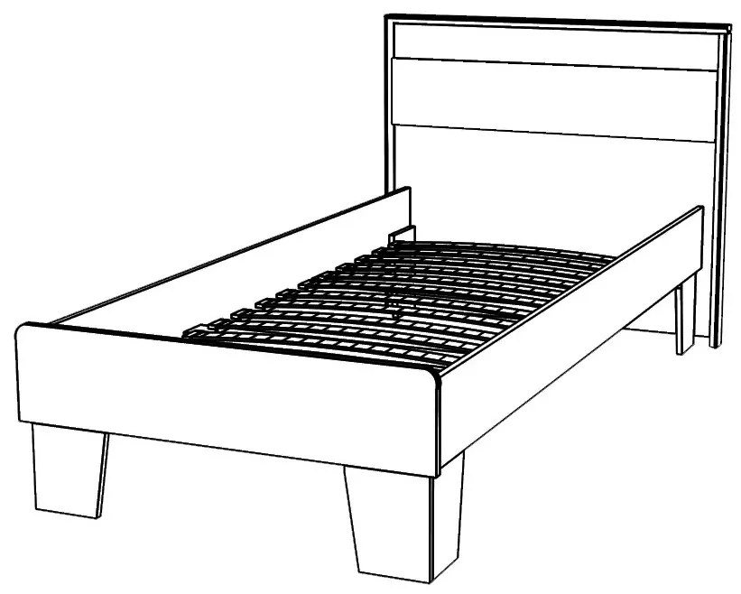 Jednolôžková posteľ s roštom Seina 900 - dub sonoma / wenge magic