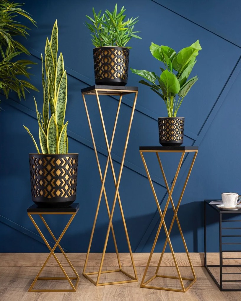 STOJAN NA KVETINÁČ LOFT6 100X24X24 CM ZLATÁ/ČIERNA