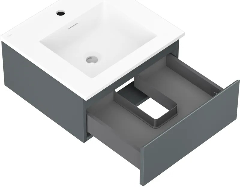 Mexen Orio, kúpeľňová skrinka 50 cm s umývadlom Otis, 1 zásuvka, grafitová matná/biela matná, 91A10-05023-1-BF66-W18M01