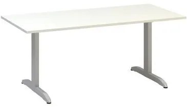 Konferenčný stôl Alfa 450 so sivým podnožím, 180 x 80 x 74,2 cm, dezén biely