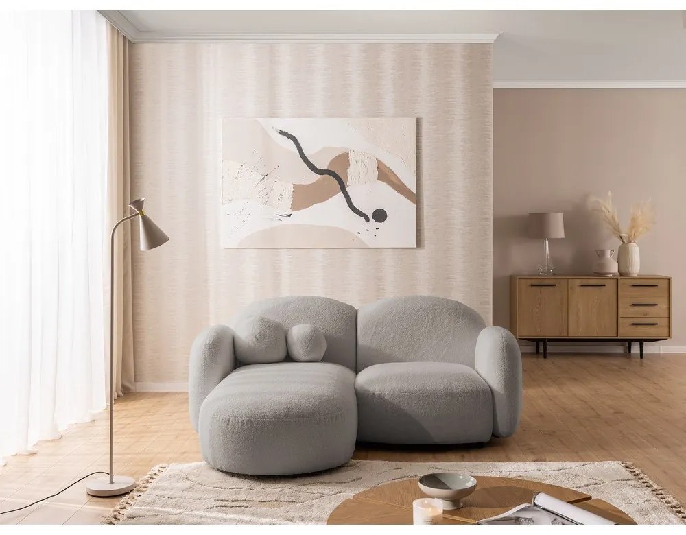 Sivá rohová pohovka z textílie buklé (ľavý roh/s leňoškou) Orbit – Ropez