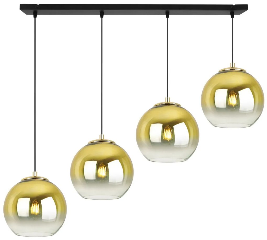 Závesné svietidlo Bergen Gold, 4x zlaté/transparentné sklenené tienidlo (fi 15cm)
