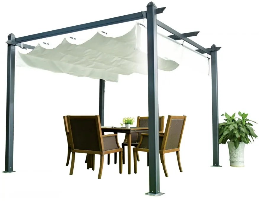 Hliníková pergola so zaťahovacou strechou 3,92 x 2,92 m Dekorhome