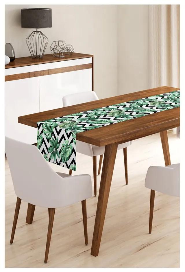 Behúň na stôl z mikrovlákna Minimalist Cushion Covers Jungle Leaves Stripes, 45 x 140 cm