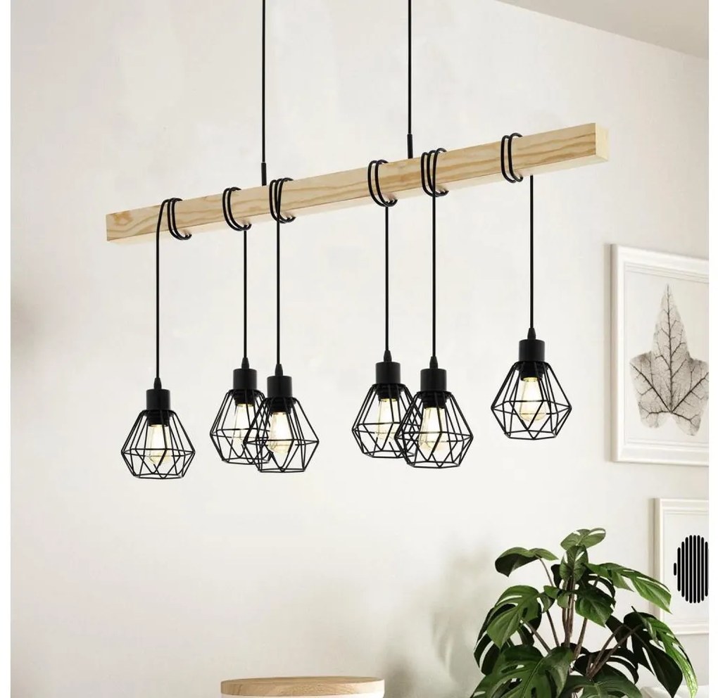 Eglo 44076 - Závesný luster na lanku TOWNSHEND 6xE27/60W/230V