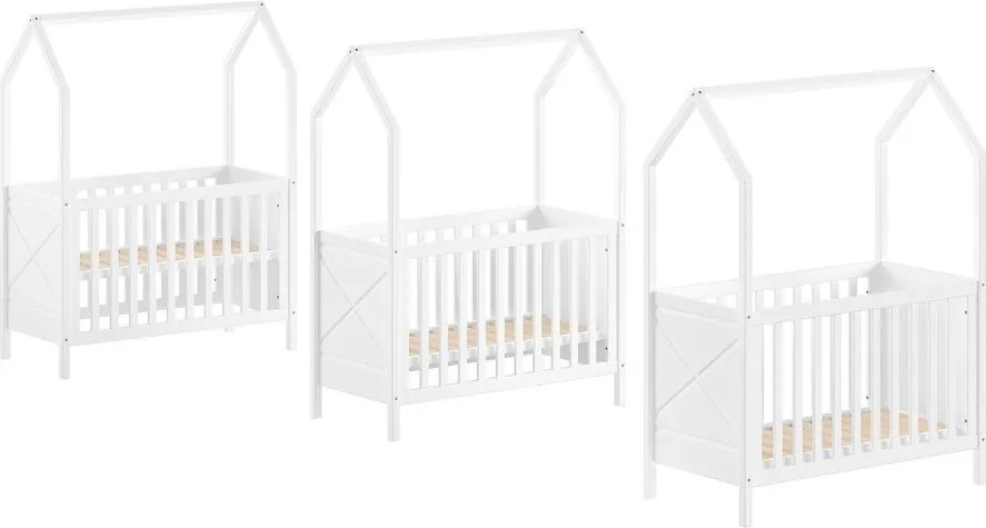 Biela postieľka z borovicového dreva s nastaviteľnou výškou 60x120 cm Scott – Vipack