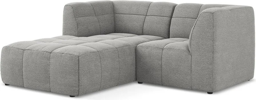 Sivá rohová pohovka z textílie buklé (ľavý roh/s leňoškou) Aloha – Makamii