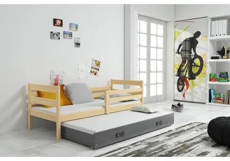 Detská posteľ s výsuvnou posteľou ERYK 200x90 cm Sivá Biela