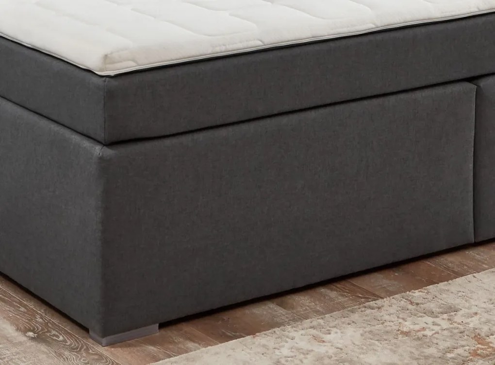 Posteľ boxspring s osvetlením Fargo 180x200 cm, šedá látka