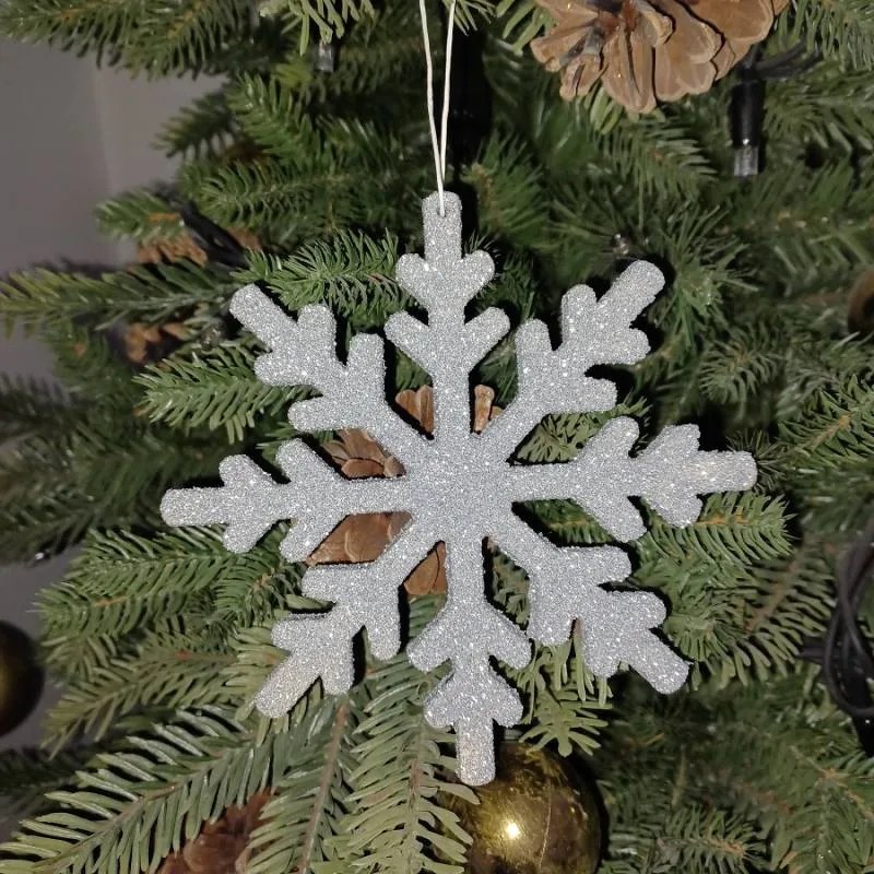 DECOLED Snehová vločka IV, priemer 15 cm, strieborná