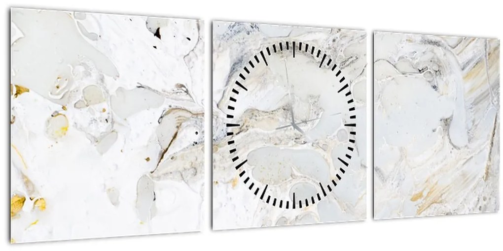 Obraz - Olejový papier s mramorovým designom (s hodinami) (90x30 cm)