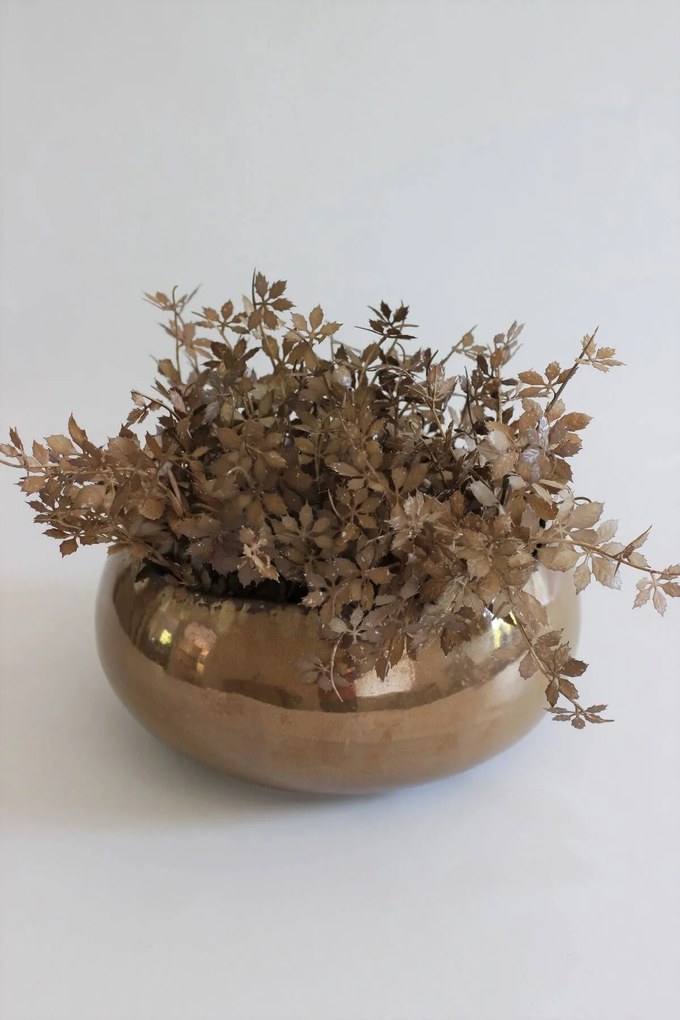 Hnedý perleťový keramický kvetináč nízky 28cm