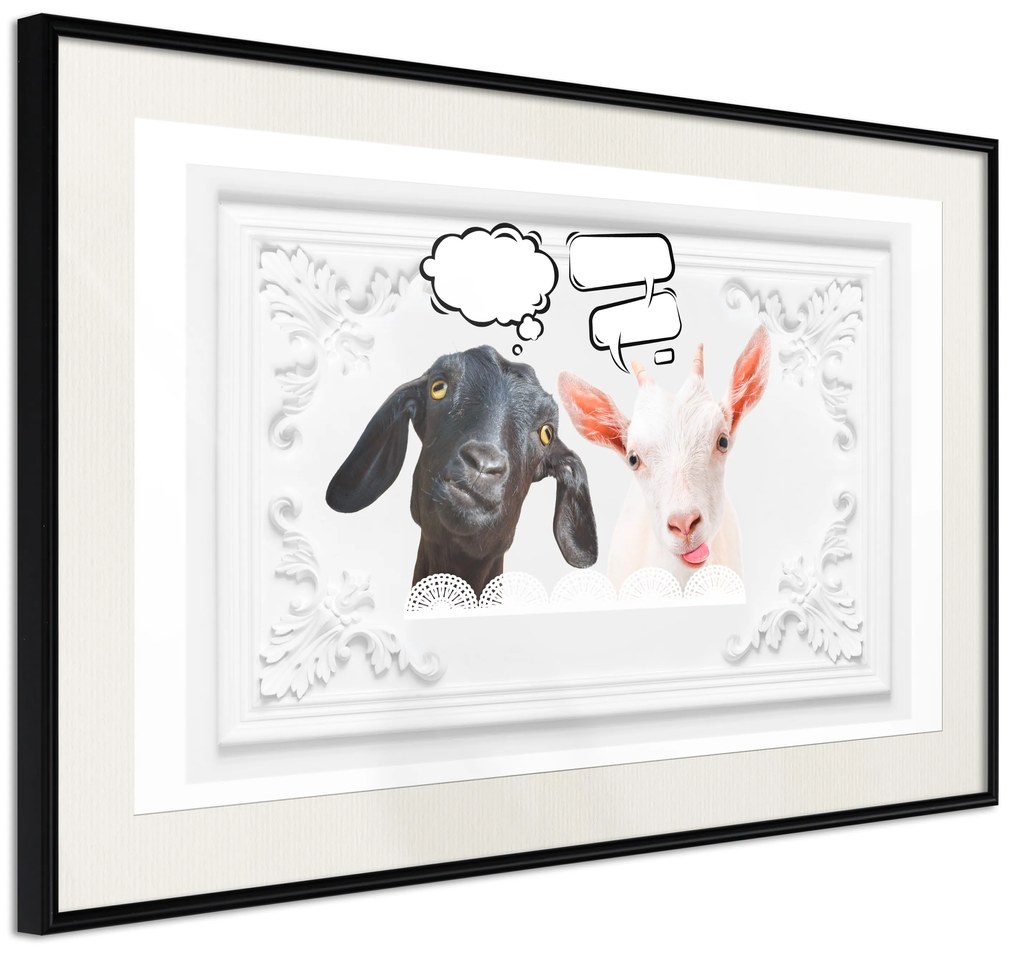 Artgeist Plagát - Funny Goats [Poster] Veľkosť: 30x20, Verzia: Zlatý rám s passe-partout