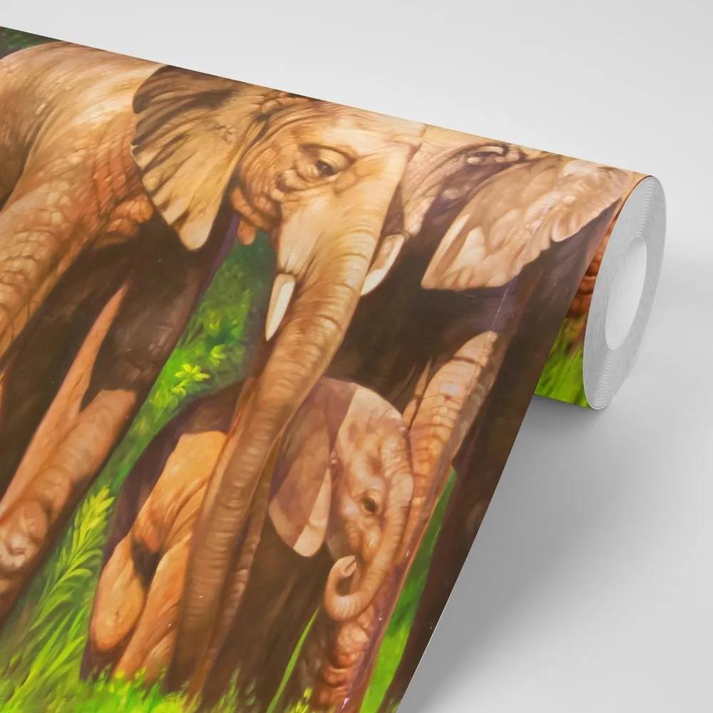 Samolepiaca tapeta slonia rodinka - 150x100