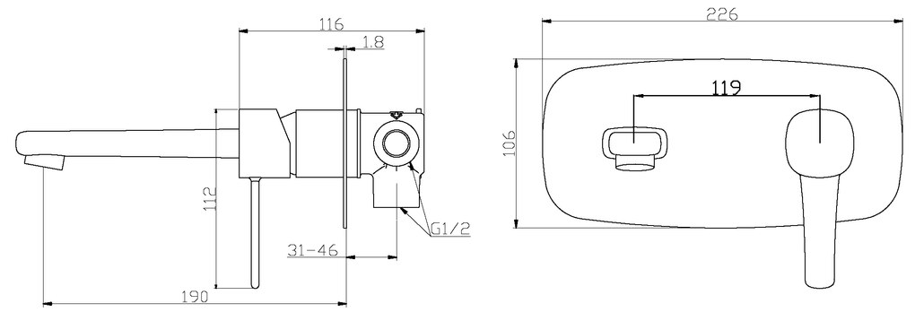 Invena Trend, podomietková umývadlová batéria, medená matná, INV-BP-02-U14-V