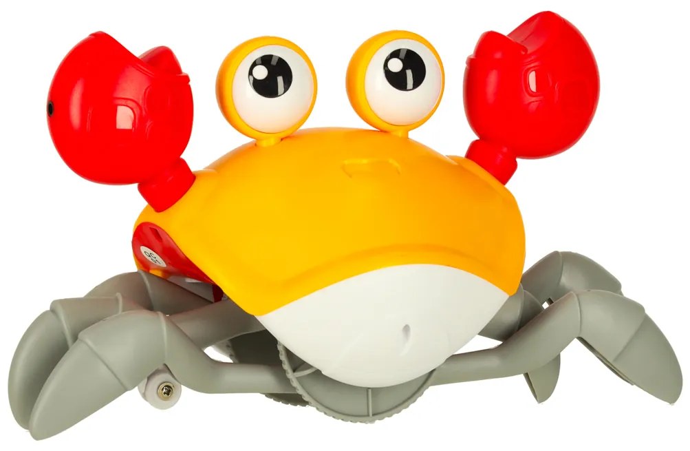 KIK Interaktívna hračka krab so zvukom a senzorom, USB nabíjanie, červený