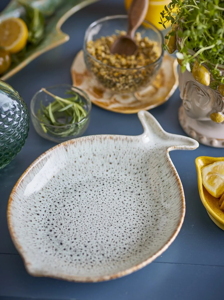 Bloomingville Modrý/béžový servírovací tanier z kameniny Fleur