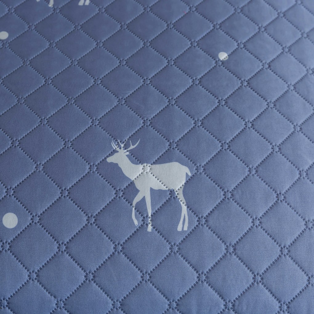 Prehoz na posteľ DEER AND TREE sivomodrý Rozmer: 220 x 240 cm