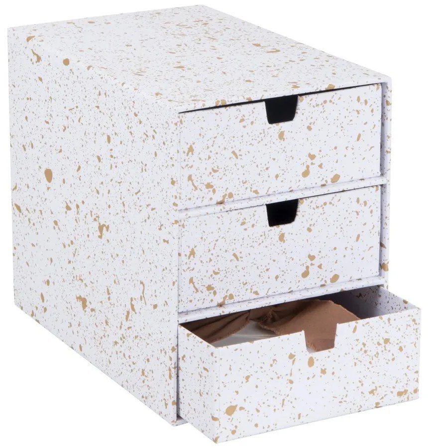 Zásuvkový box s 3 zásuvkami v zlato-bielej farbe Bigso Box of Sweden Ingrid