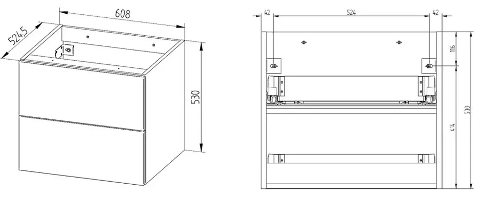 Mereo, Mereo Ponte, kúpeľňová skrinka 61 cm, Multidecor, Dub Patinovaný, MER-CN290SDUP1