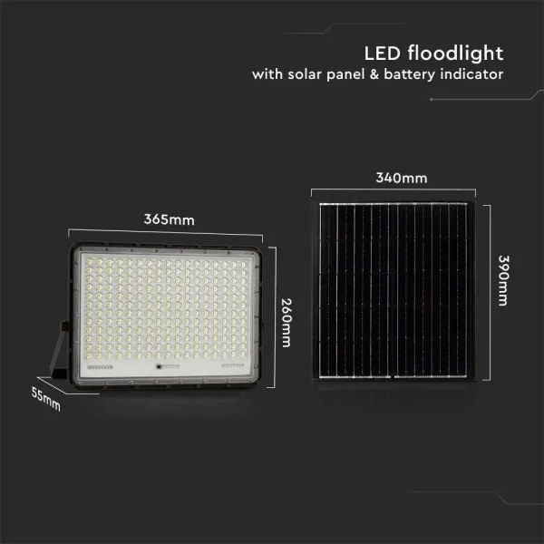 LED Vonkajší solárny reflektor LED/30W/3,2V 6400K čierna + DO