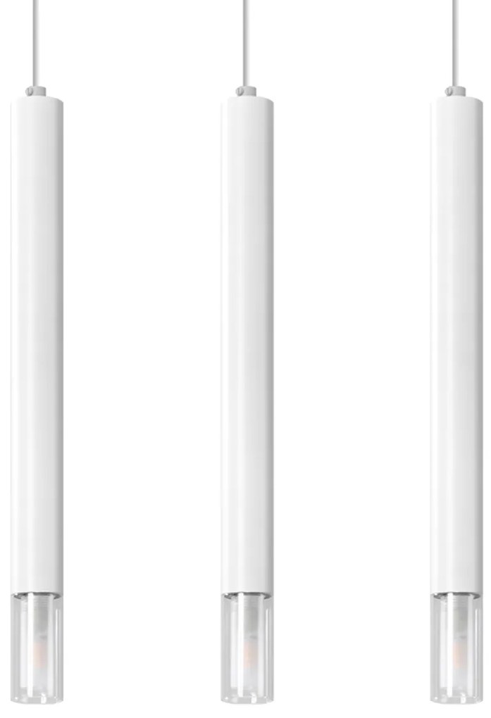 Závesné svietidlo Wezyr, 3x sklenené/biele kovové tienidlo