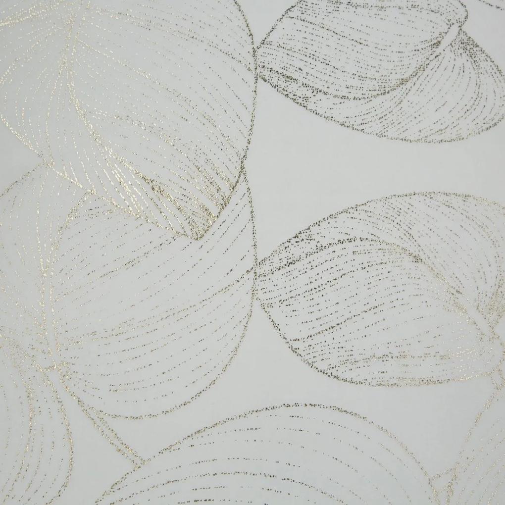 Zamatový stredový obrus s lesklou potlačou listov bielej farby