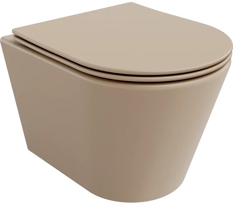Mexen Rico, závesná toaletná misa 480x360x370 mm s pomaly padajúcim sedátkom, cappuccino matná, 30724064