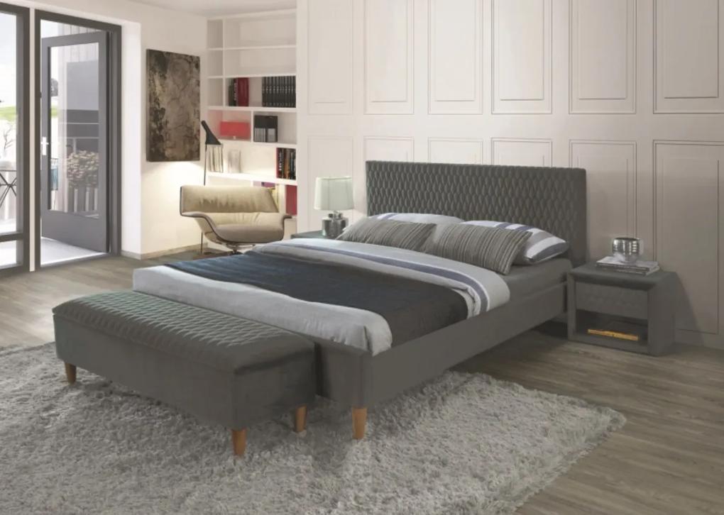 Čalúnená posteľ AZURRO VELVET 160 x 200 cm sivá Matrac: Matrac COCO MAXI 23 cm