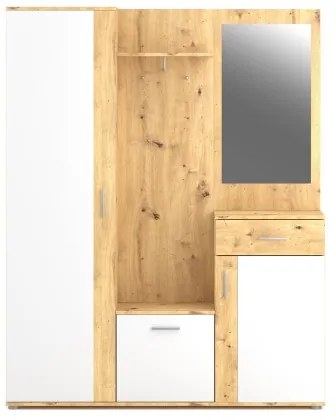 Predsieňová stena so zrkadlom NOLAN dub artisan/biela