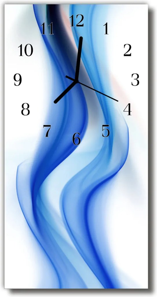 Sklenené hodiny vertikálne  Umelecké čiary vlna modrá