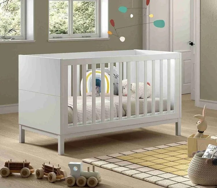 Detská postieľka s nastaviteľnou výškou Eva biela 70x140cm