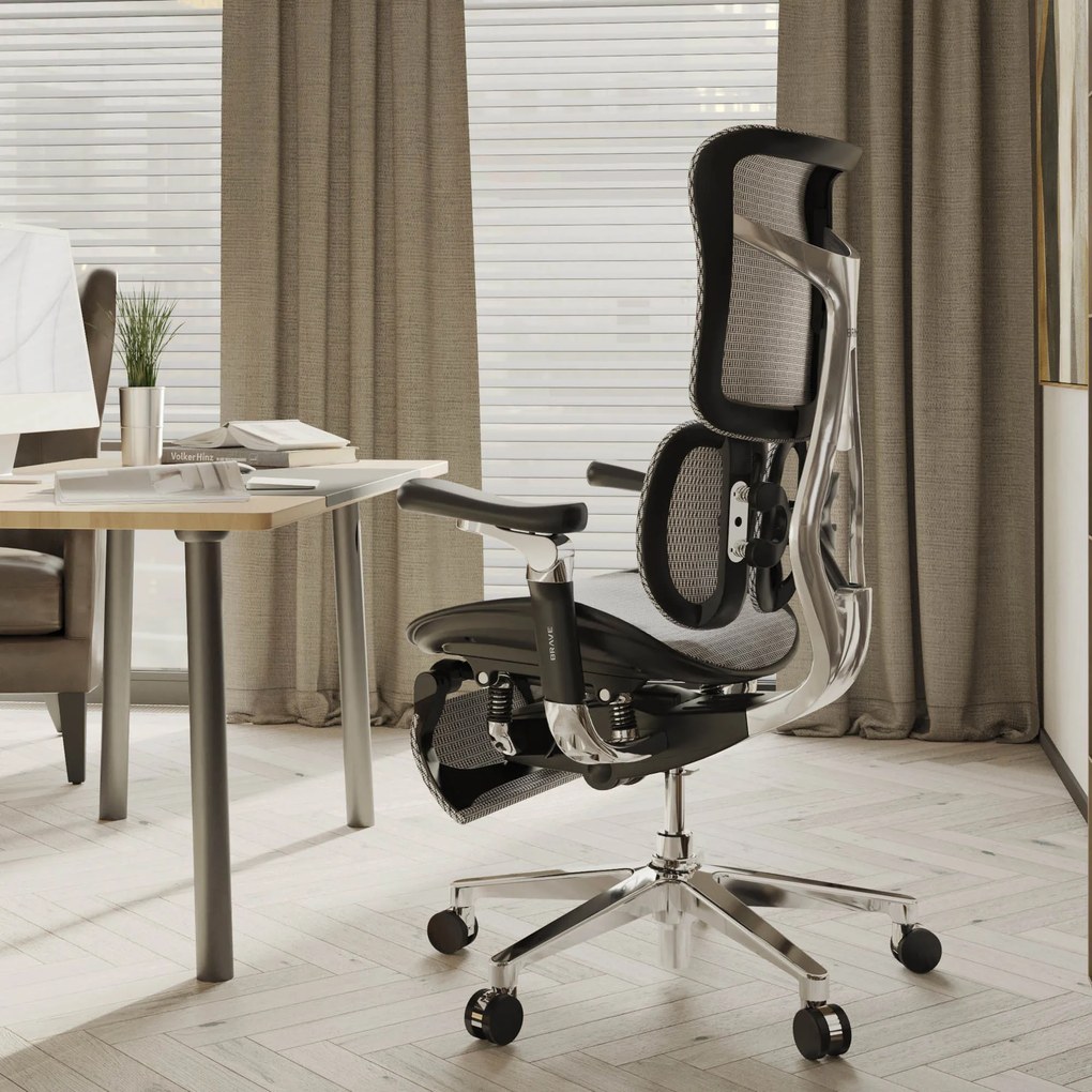 Ergonomická kancelárska stolička s podnožkou Premium Normal Size, čierna: Diablo V-Kinetic