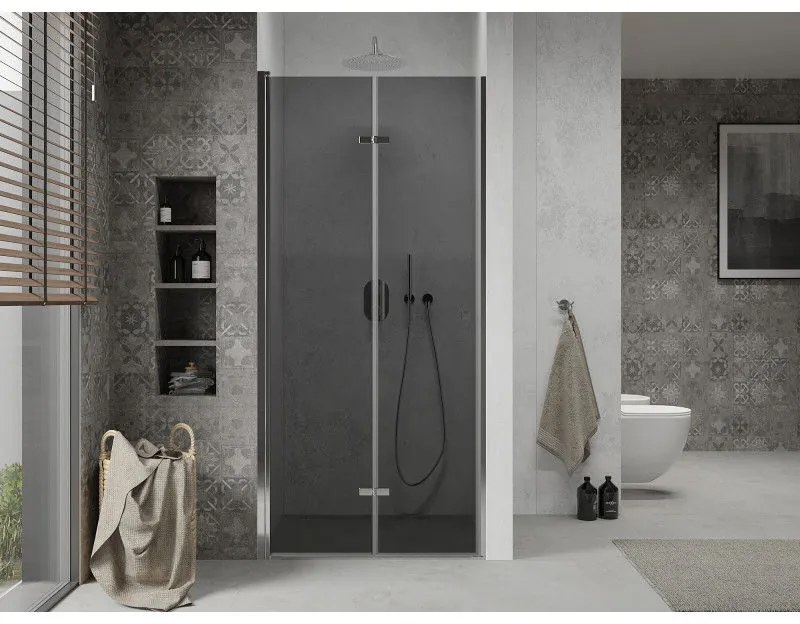 Mexen Lima, skladacie sprchové dvere do otvoru 70 x 190 cm, 6mm šedé sklo, chrómový profil, 856-070-000-01-40