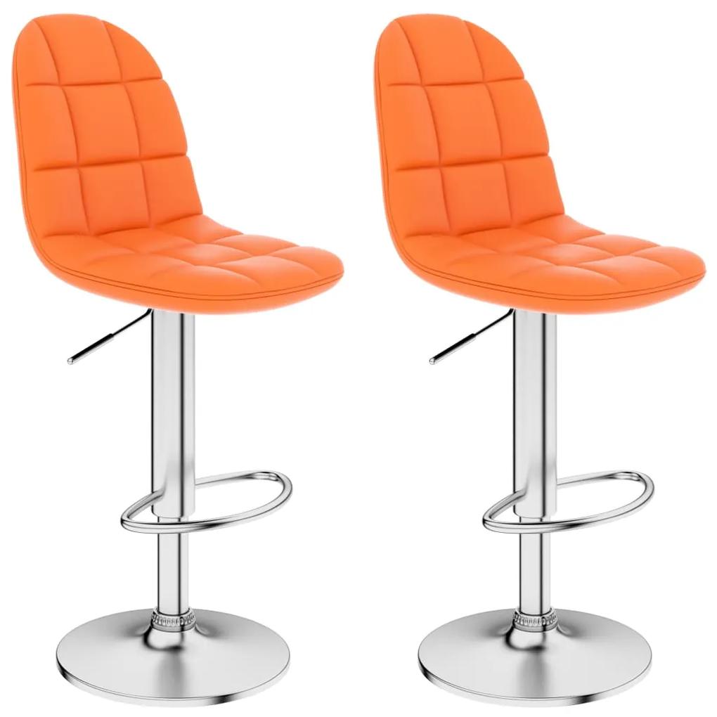 vidaXL Barové stoličky 2 ks, oranžové, umelá koža