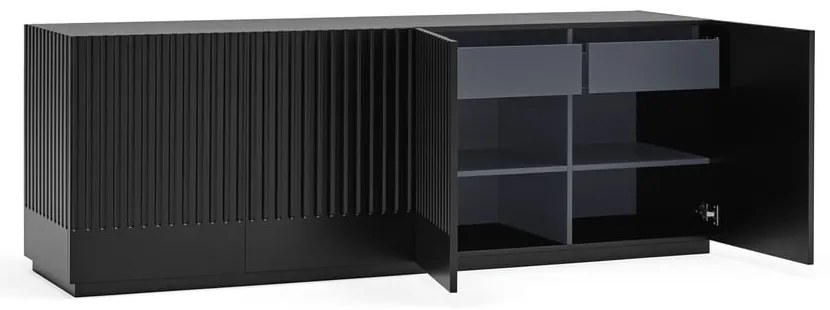 Čierny príborník Teulat Doric, šírka 200 cm