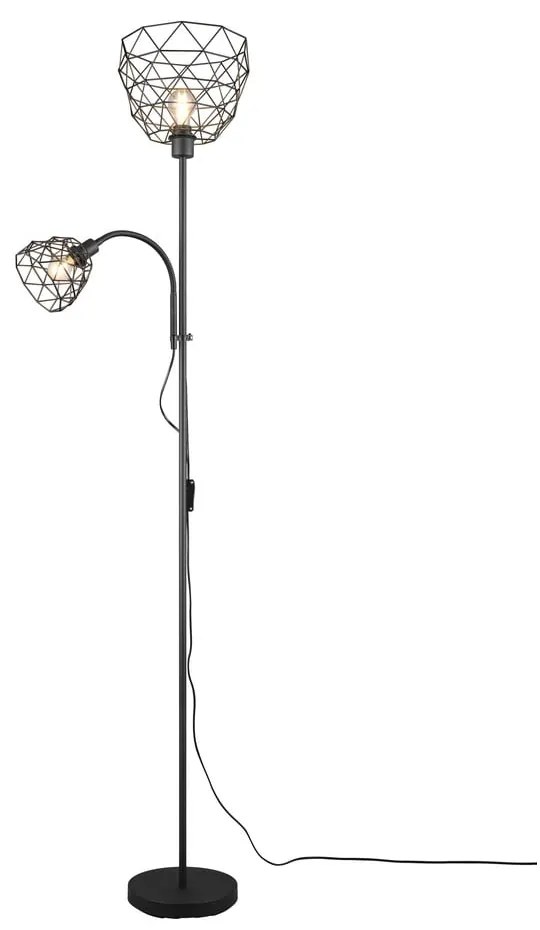 Čierna stojacia lampa s kovovým tienidlom (výška 180 cm) Haval – Trio