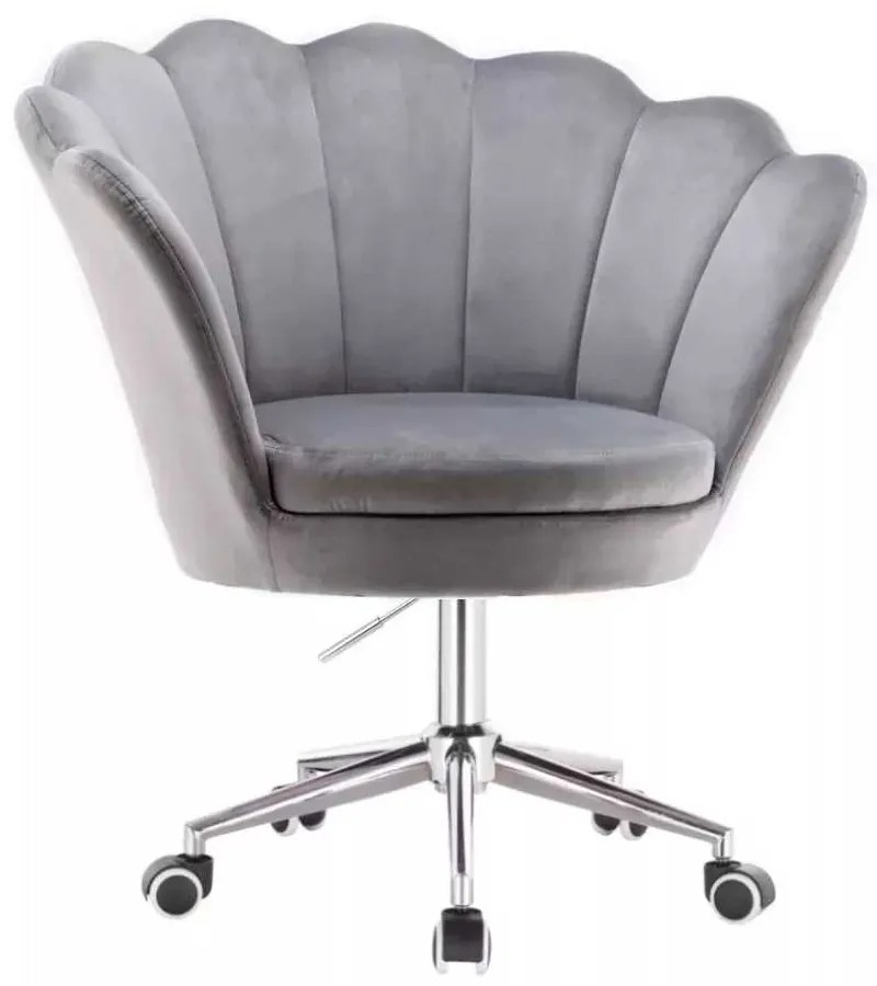 LuxuryForm DESIGN Kreslo FREY VELUR na striebornej podstave s kolieskami - svetlo šedé
