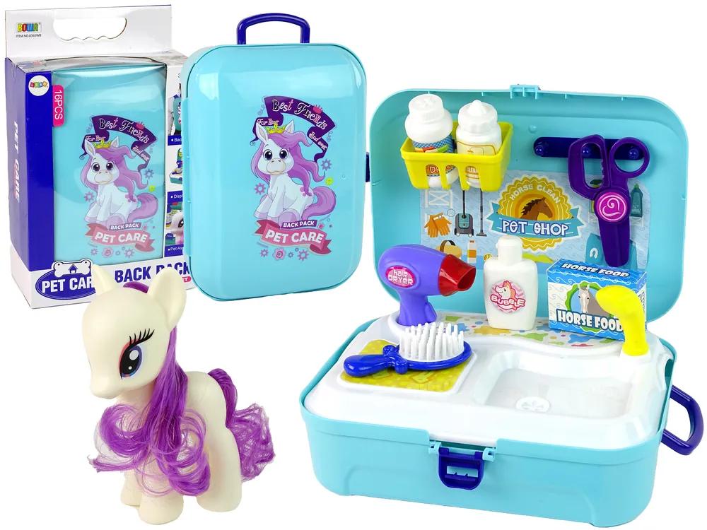 Lean Toys Kozmetický salón s poníkom v kufríku