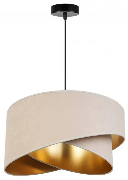 Moderná lampa s asymetrickým krémovo bielym tienidlom so zlatým stredom