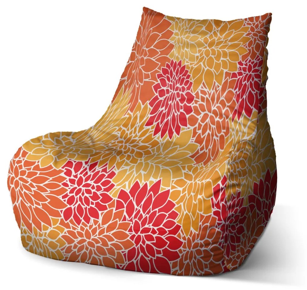 Sablio Sedací vak Bean Farebné kvetiny - 100 x 90 x 45 cm