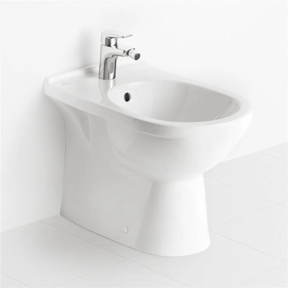 VILLEROY &amp; BOCH O.novo samostatne stojací bidet s otvorom, s prepadom, 360 x 560 mm, biela alpská, s povrchom CeramicPlus, 546100R1