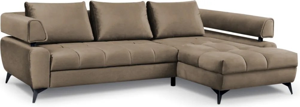 Rohová sedacia súprava Paris, svetlo hnedá látka, pravý roh