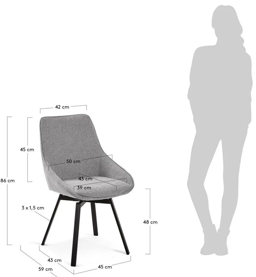 Sivá jedálenská stolička Jenna – Kave Home