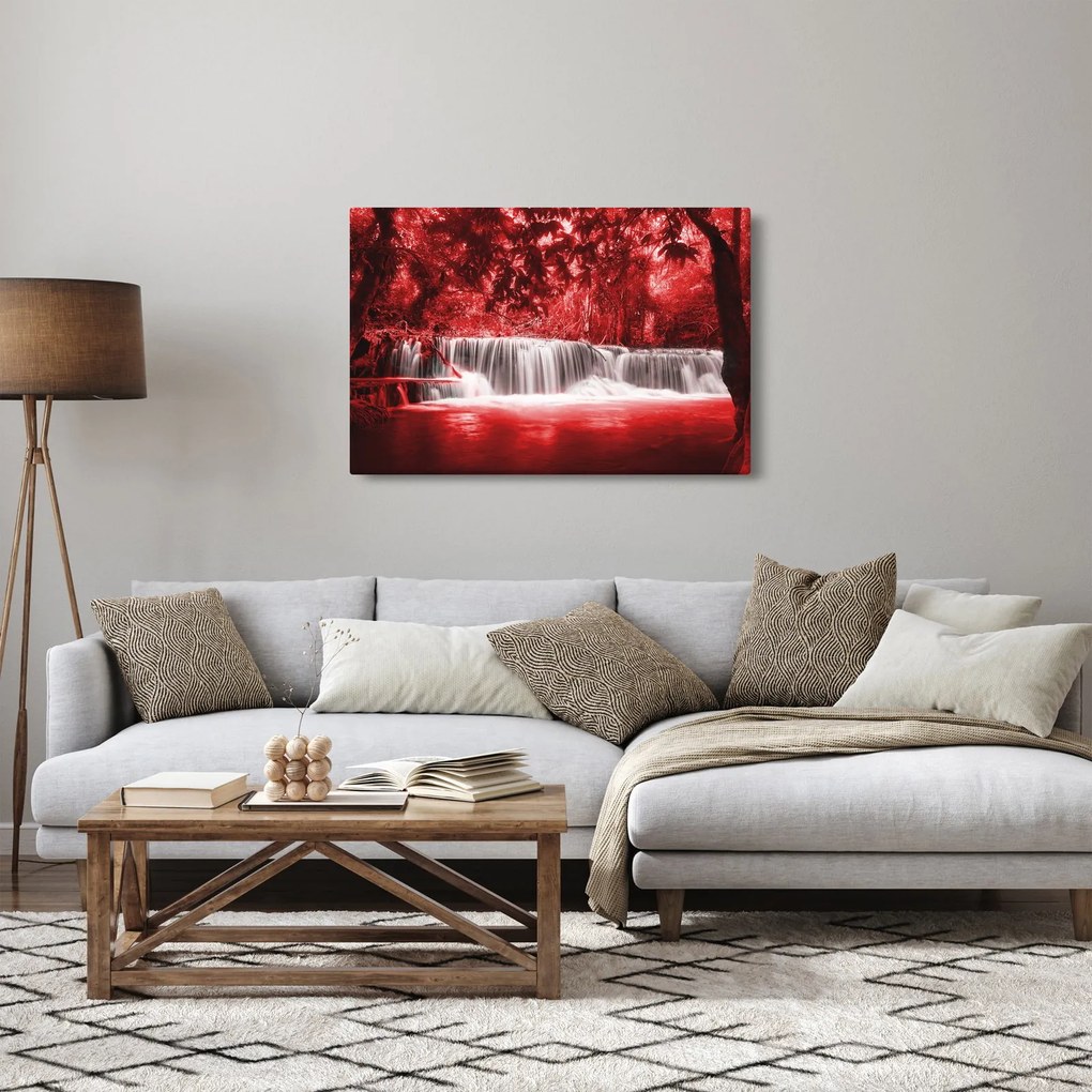 Obraz - Červený, vodopád (90x60 cm)